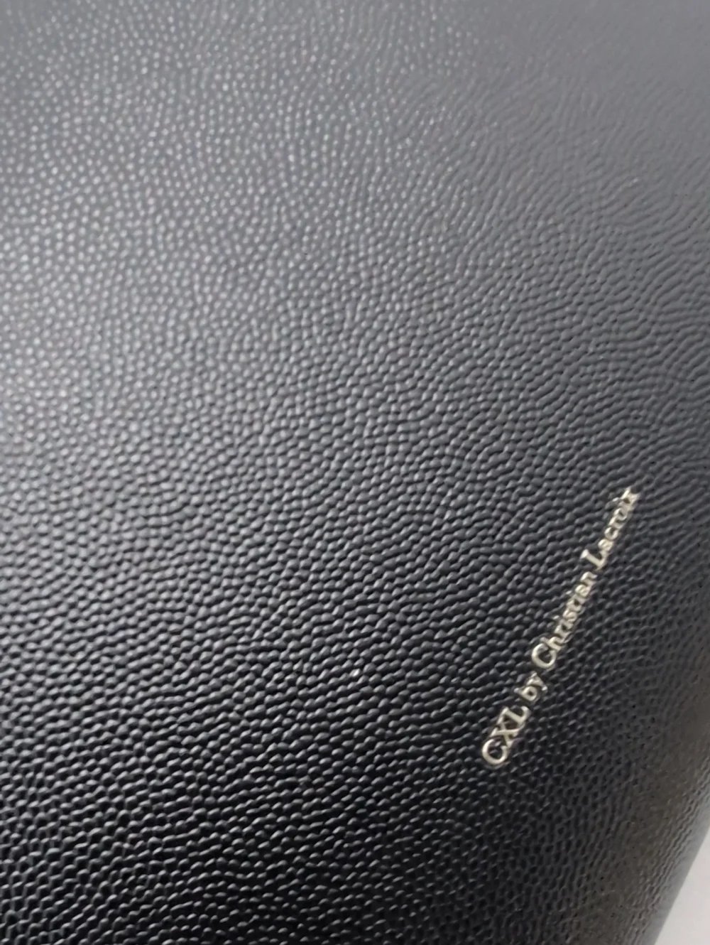 Christian Lacroix Black Pebbled Leather Wallet with Gold Medallion